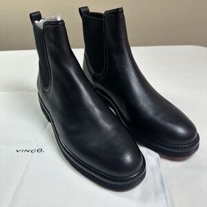 Vince Women's‎ Rue Lug Sole Black Leather Water Repellent Boots 11 M New In Box
